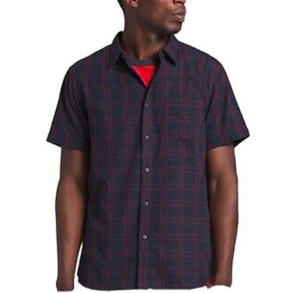 The North Face Men's Cotton Plaid Short Sleeve Button Down Shirt Blue Size Small - Picture 1 of 9